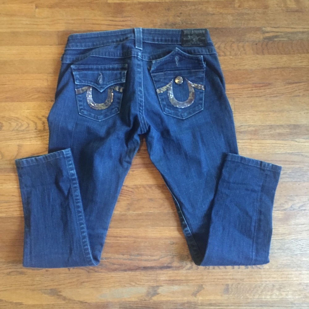 True Religion Julie Gunmetal Sequins Pockets